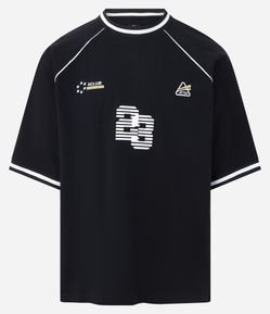 Camiseta  Oversized Esportiva em Meia Malha com Estampa em Relevo