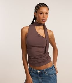 Blusa Ombro Só com Amarração na Gola