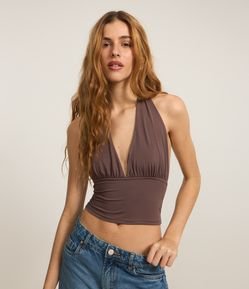 Blusa em Microfibra Frente Única com Amarração e Malha Gelada