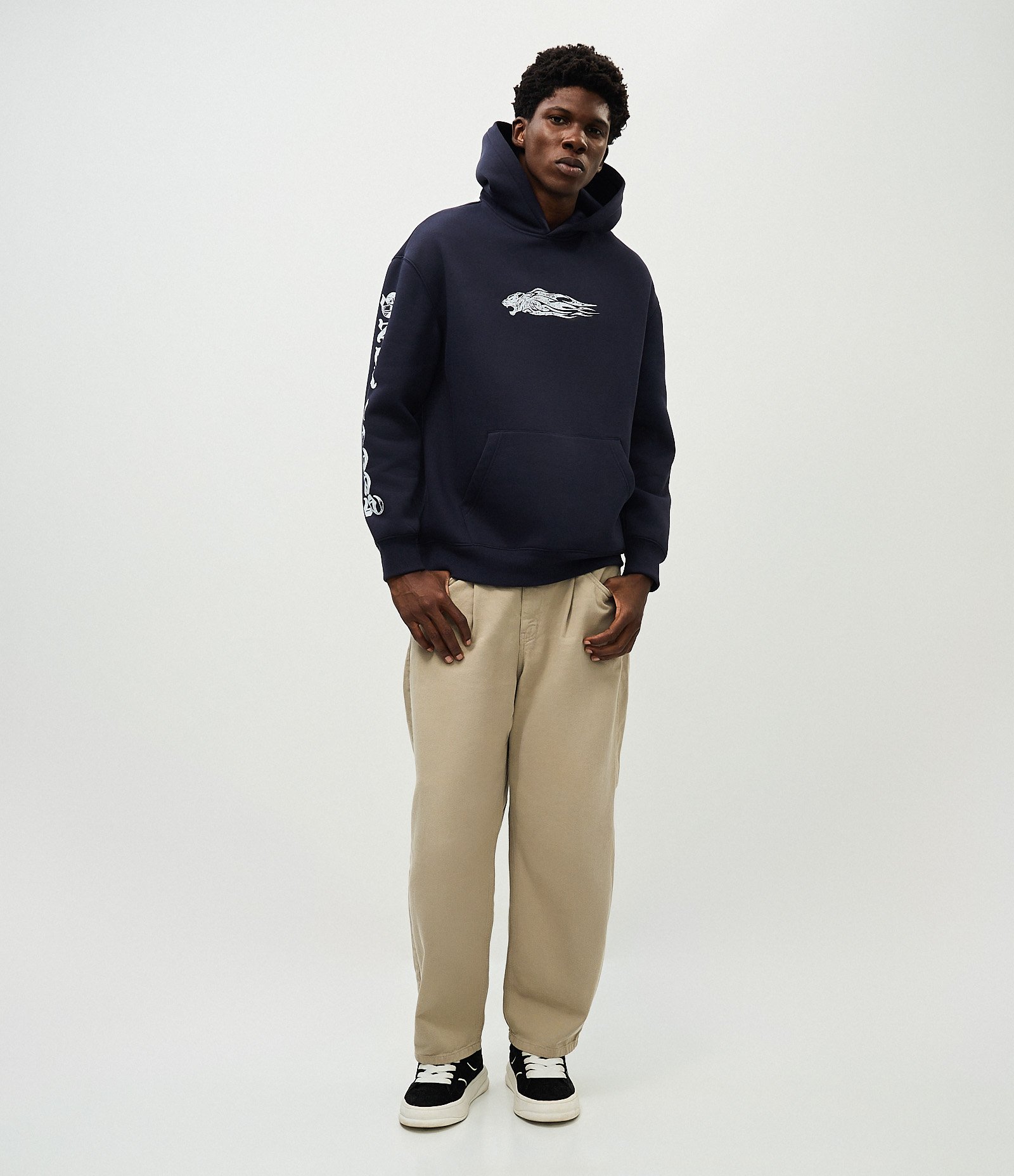 Casaco Relaxed em Moletom com Estampa Lettering Guepardo Reckless 98 Azul 2