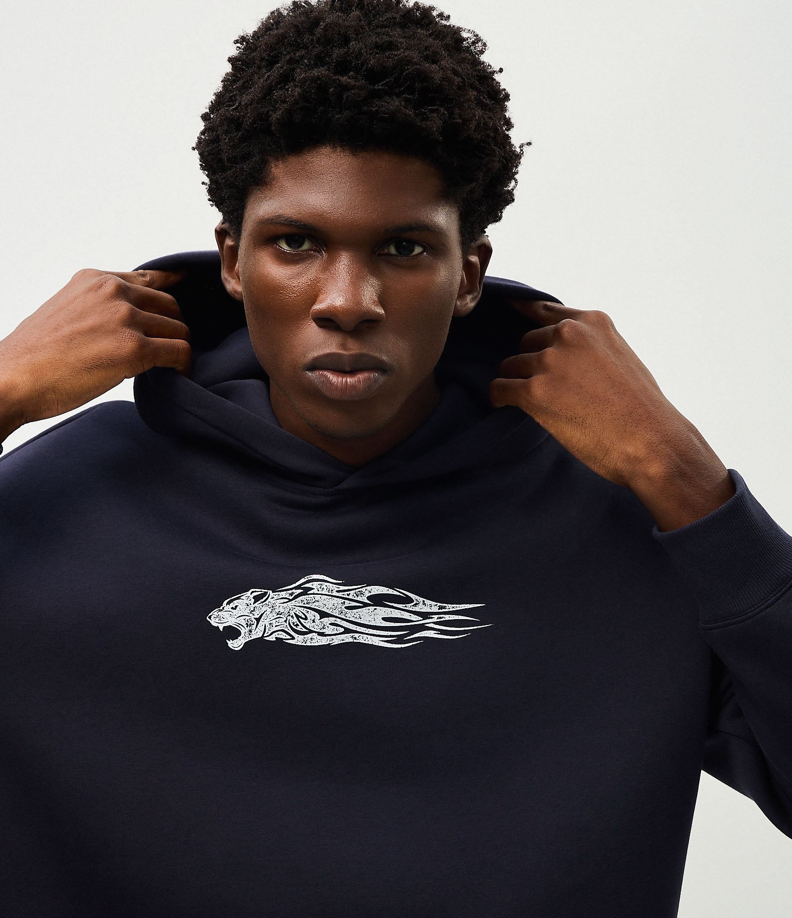 Casaco Relaxed em Moletom com Estampa Lettering Guepardo Reckless 98 Azul 3