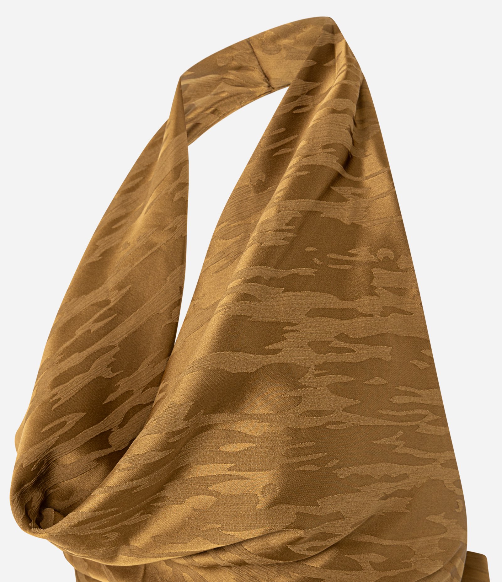 Blusa Frente Única Acetinada com Decote Degagê e Estampa com Efeito Manchado Amarelo 2