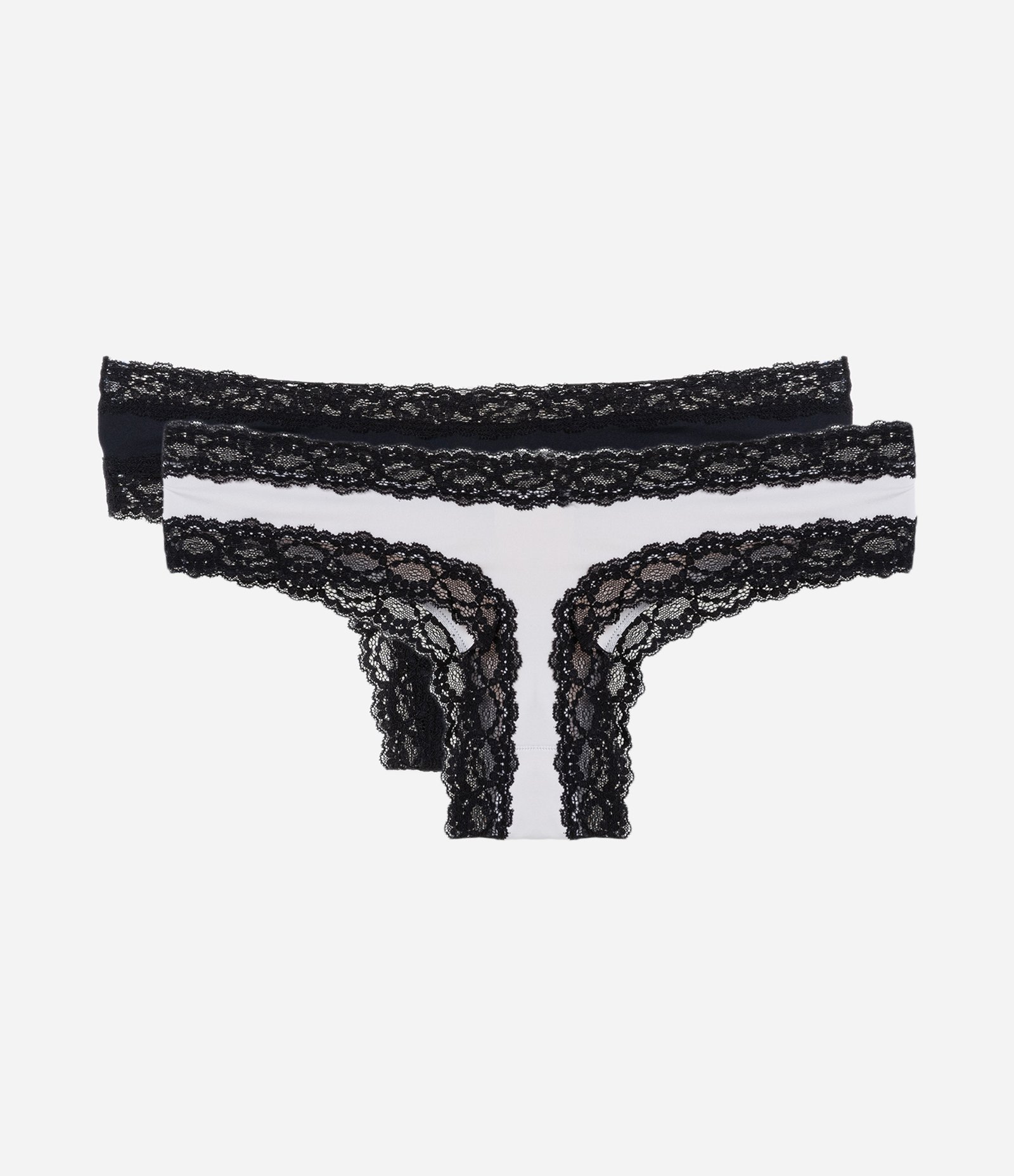 Kit 02 Calcinhas Biquíni Fio em Microfibra com Renda nas Cavas Preto/Lilás 2