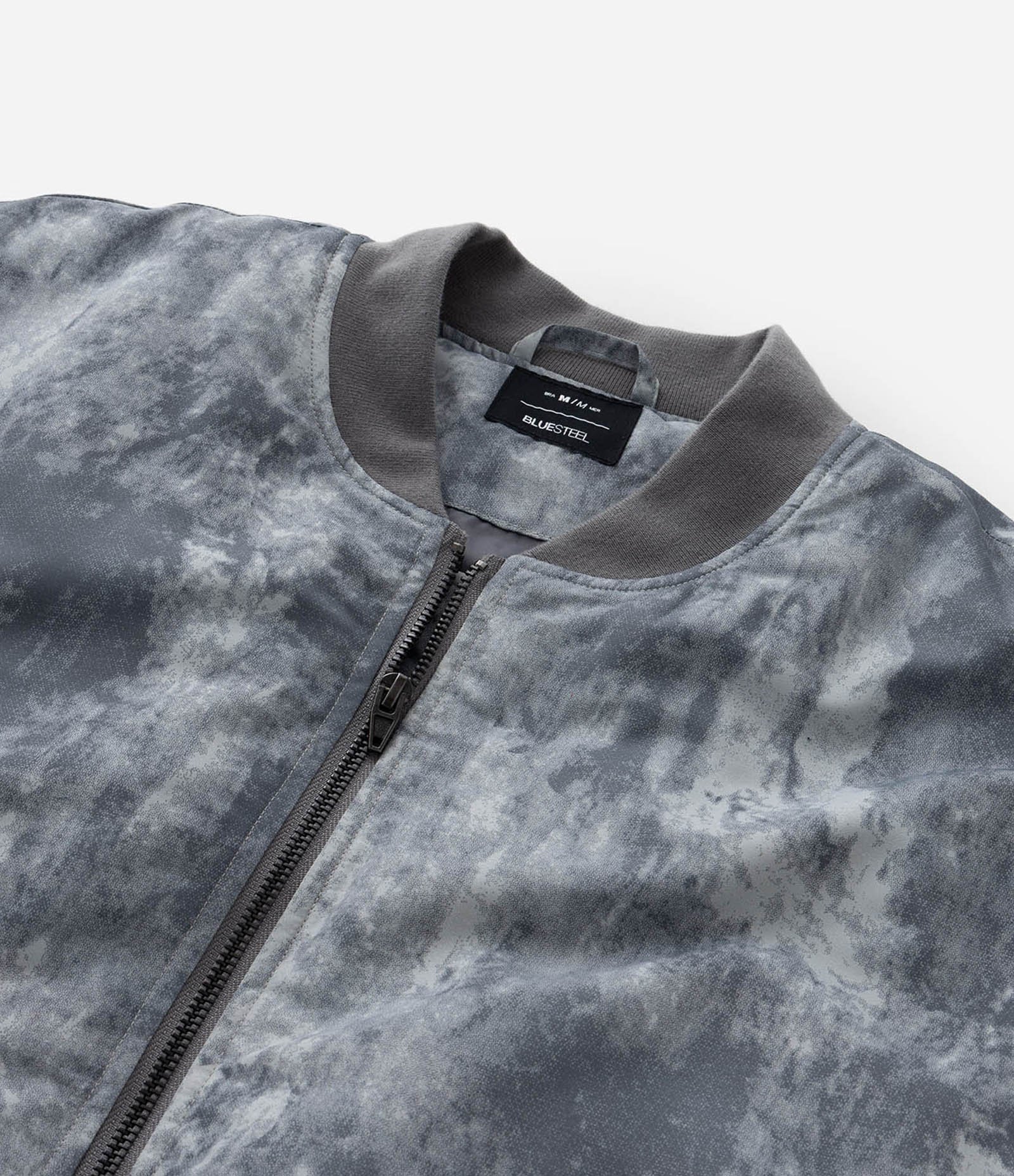 Jaqueta Bomber em Microfibra com Estampa Marmorizado Cinza 5