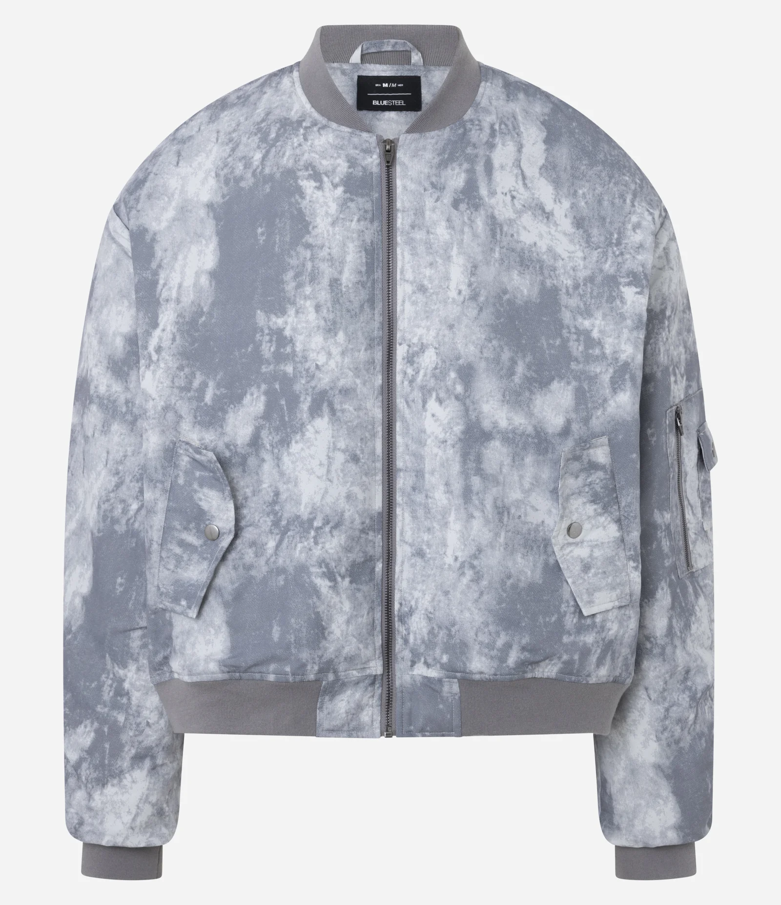 Jaqueta Bomber em Microfibra com Estampa Marmorizado Cinza 6