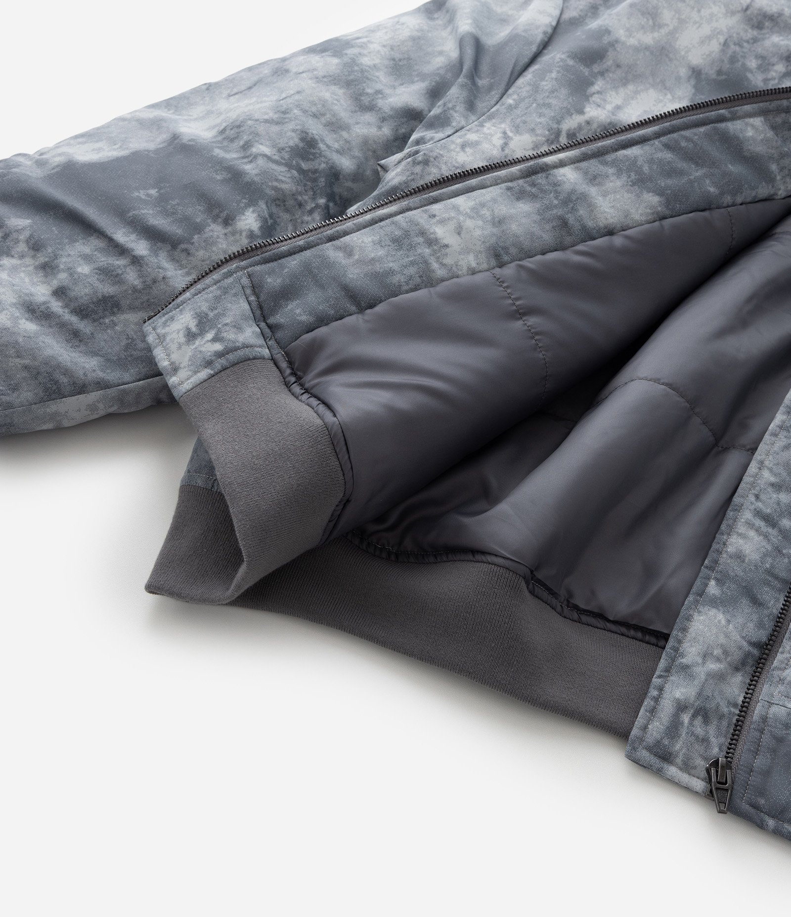 Jaqueta Bomber em Microfibra com Estampa Marmorizado Cinza 10