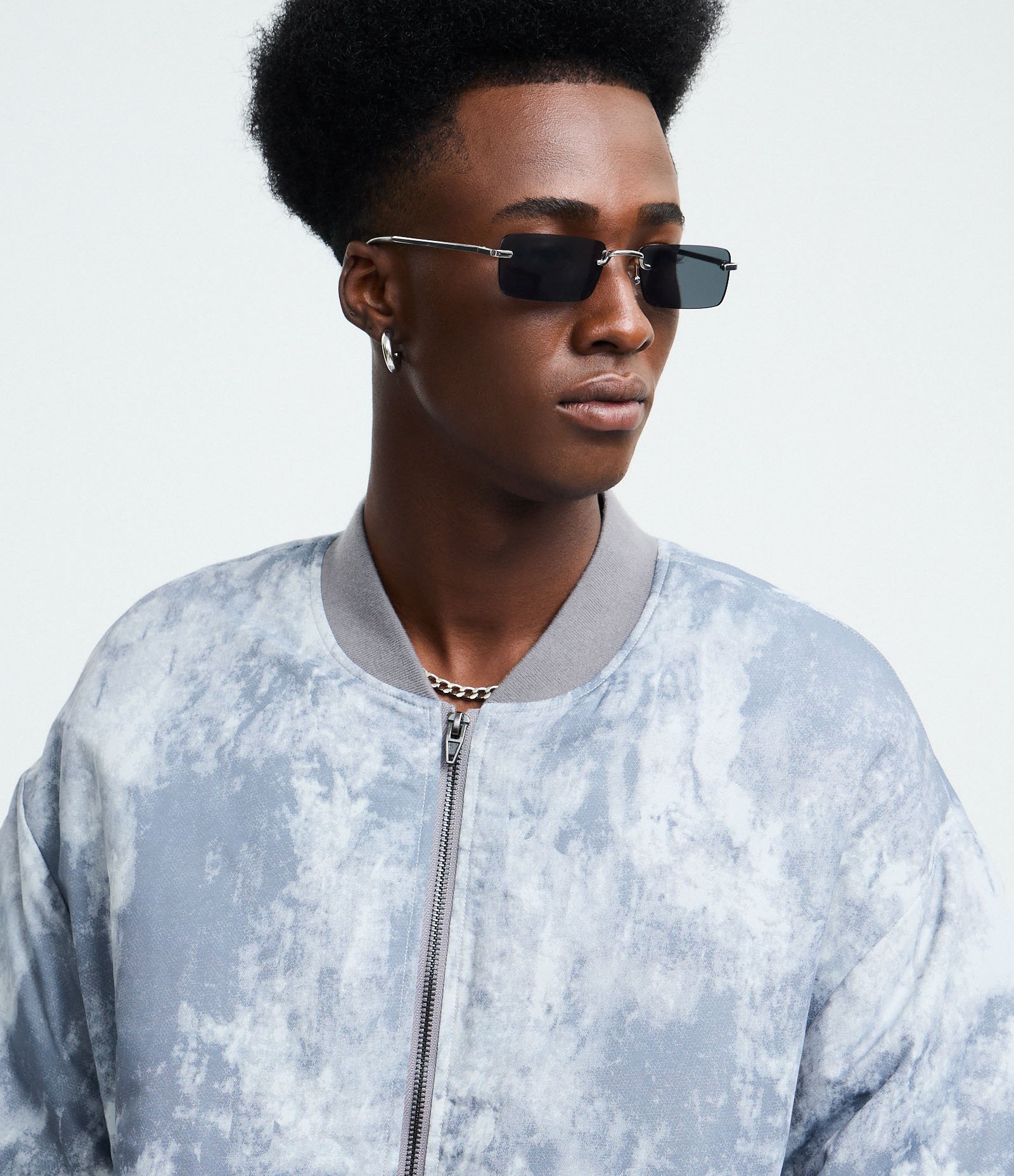 Jaqueta Bomber em Microfibra com Estampa Marmorizado Cinza 3