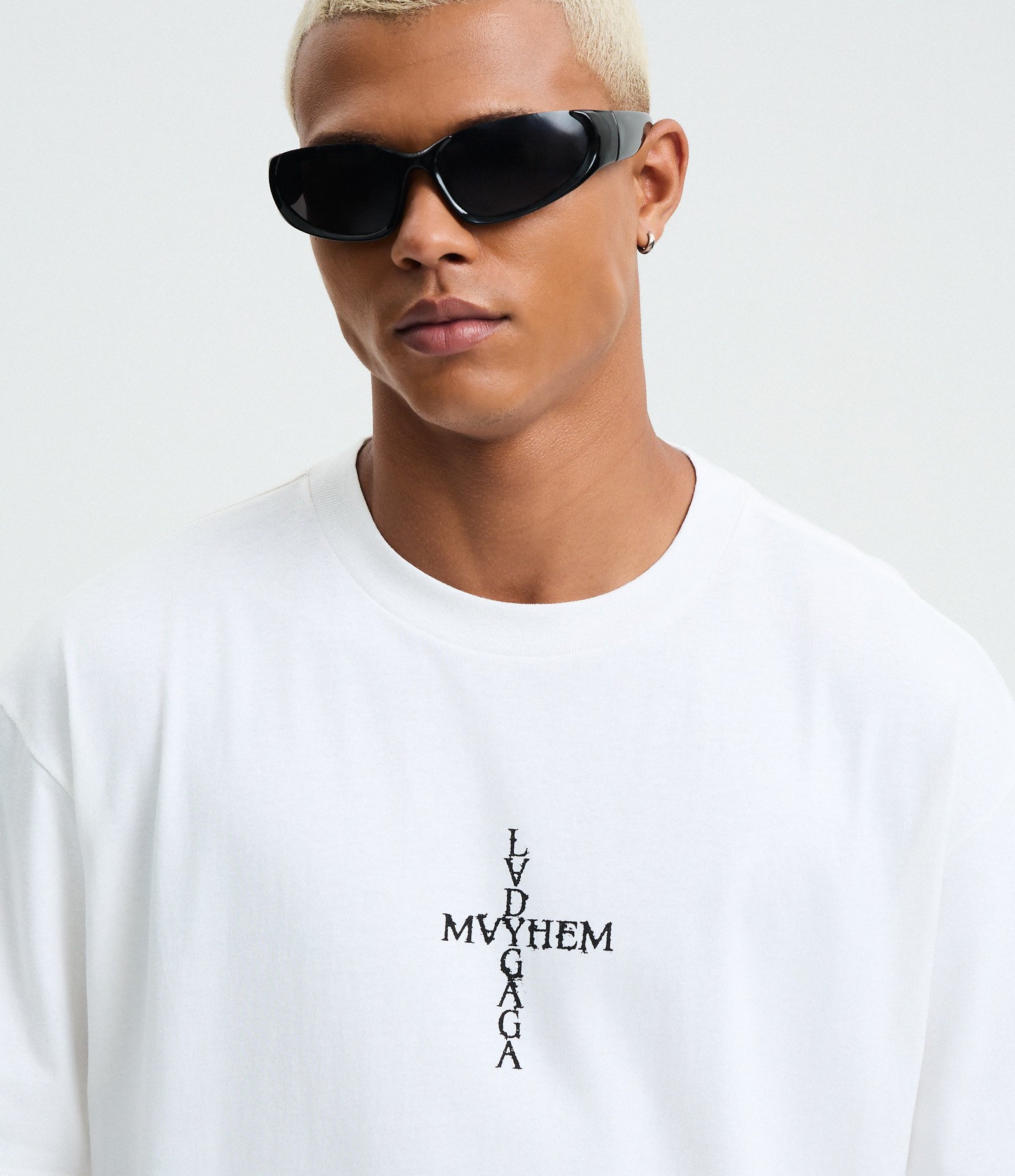 Camiseta Boxy em Algodão com Estampa Lady Gaga Mayhem Branco 4
