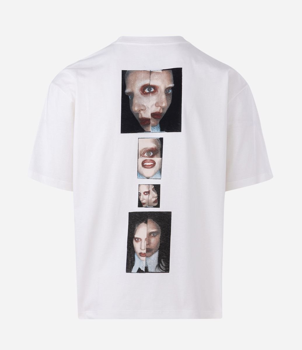 Camiseta Boxy em Algodão com Estampa Lady Gaga Mayhem Branco