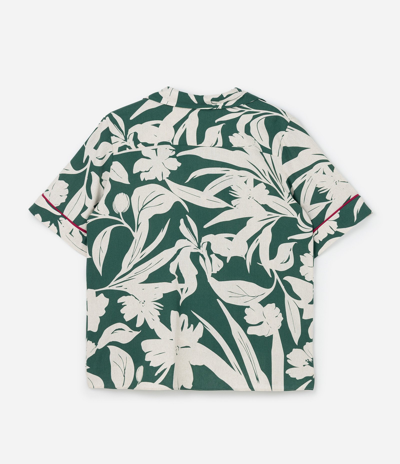 Camisa em Viscolinho com Estampa de Folhagem e Viés Contrastante Curve & Plus Size Verde 6