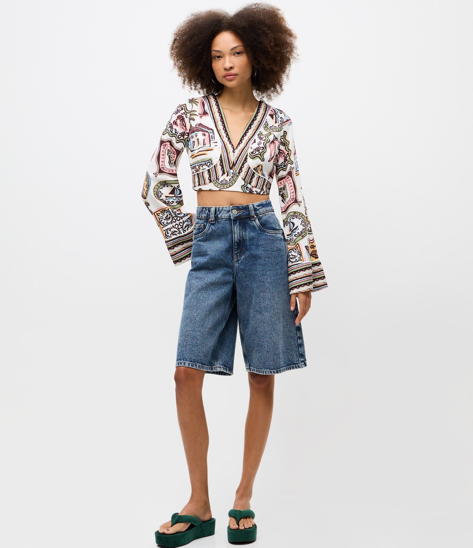 Blusa Cropped em Viscolinho Estampa Reconcavo Baiano Off White 2