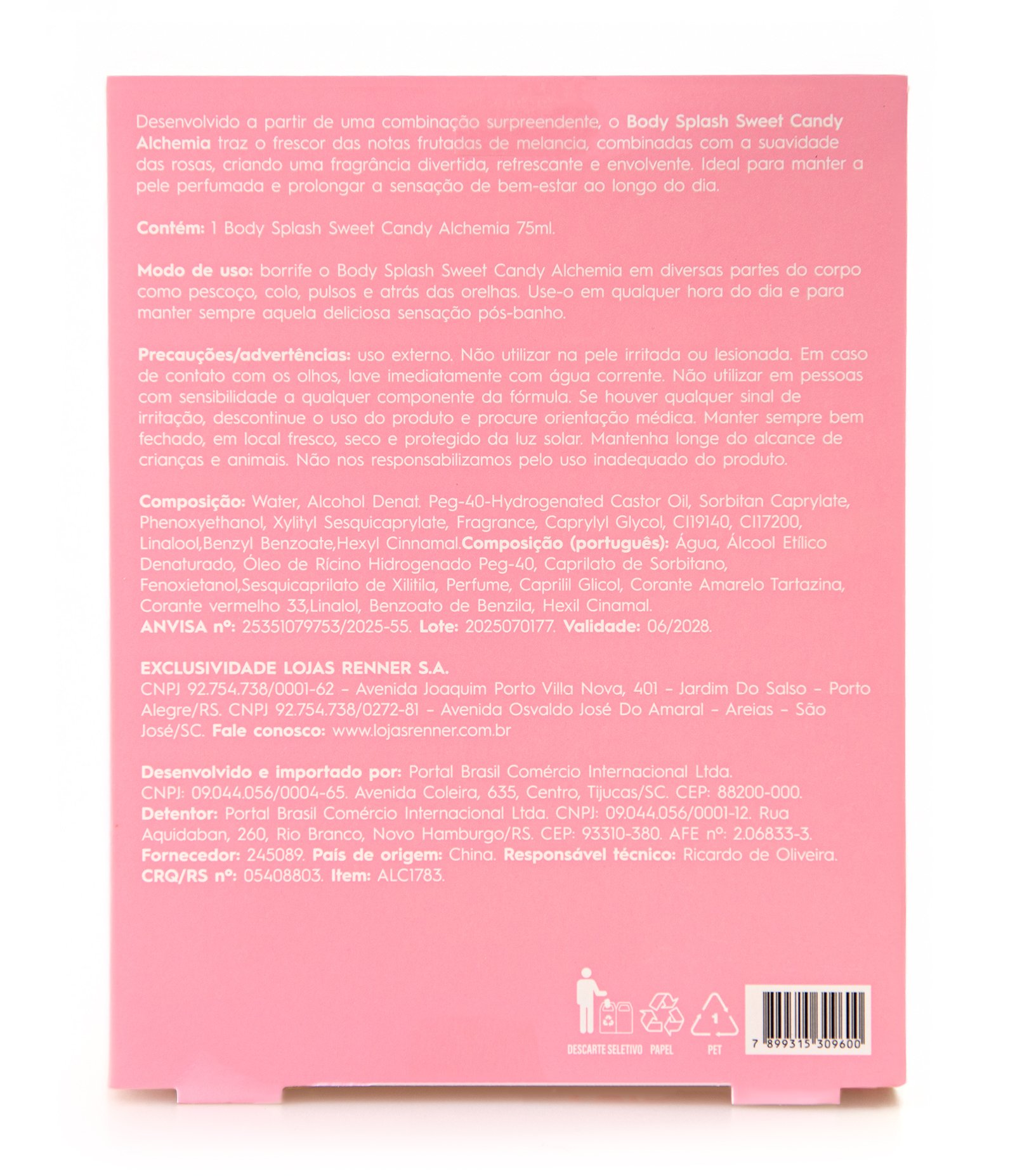 Body Splash Presente Pompom Sweet Candy Alchemia 75ml 3