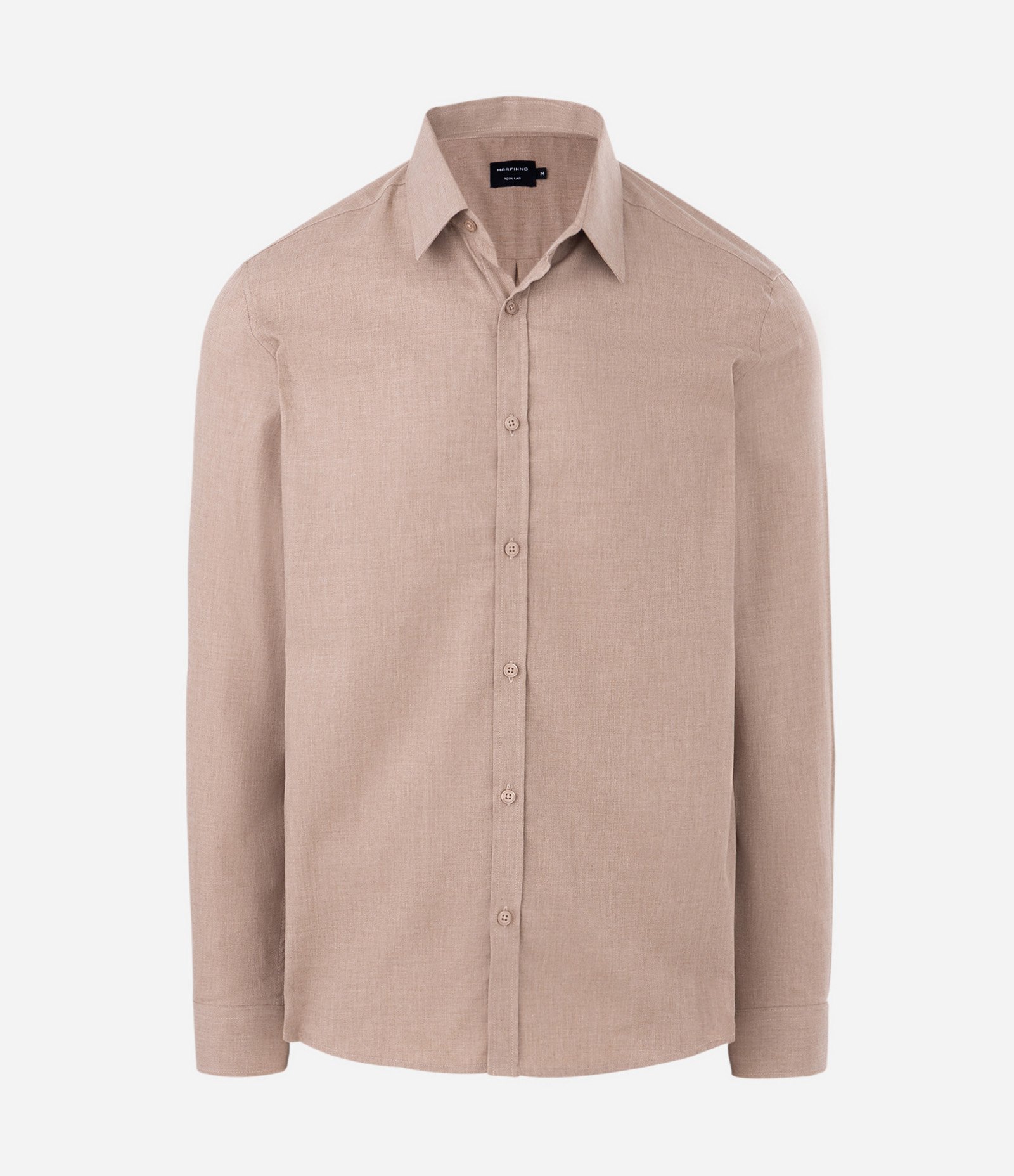 Camisa em Algodão com Botões Frontais e Efeito Mescla Bege 1