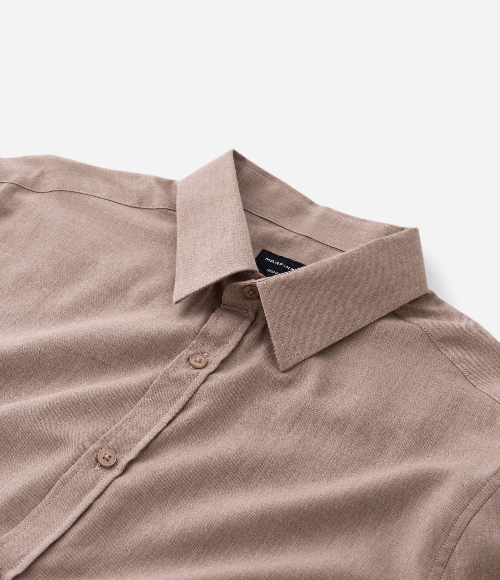 Camisa em Algodão com Botões Frontais e Efeito Mescla Bege 4