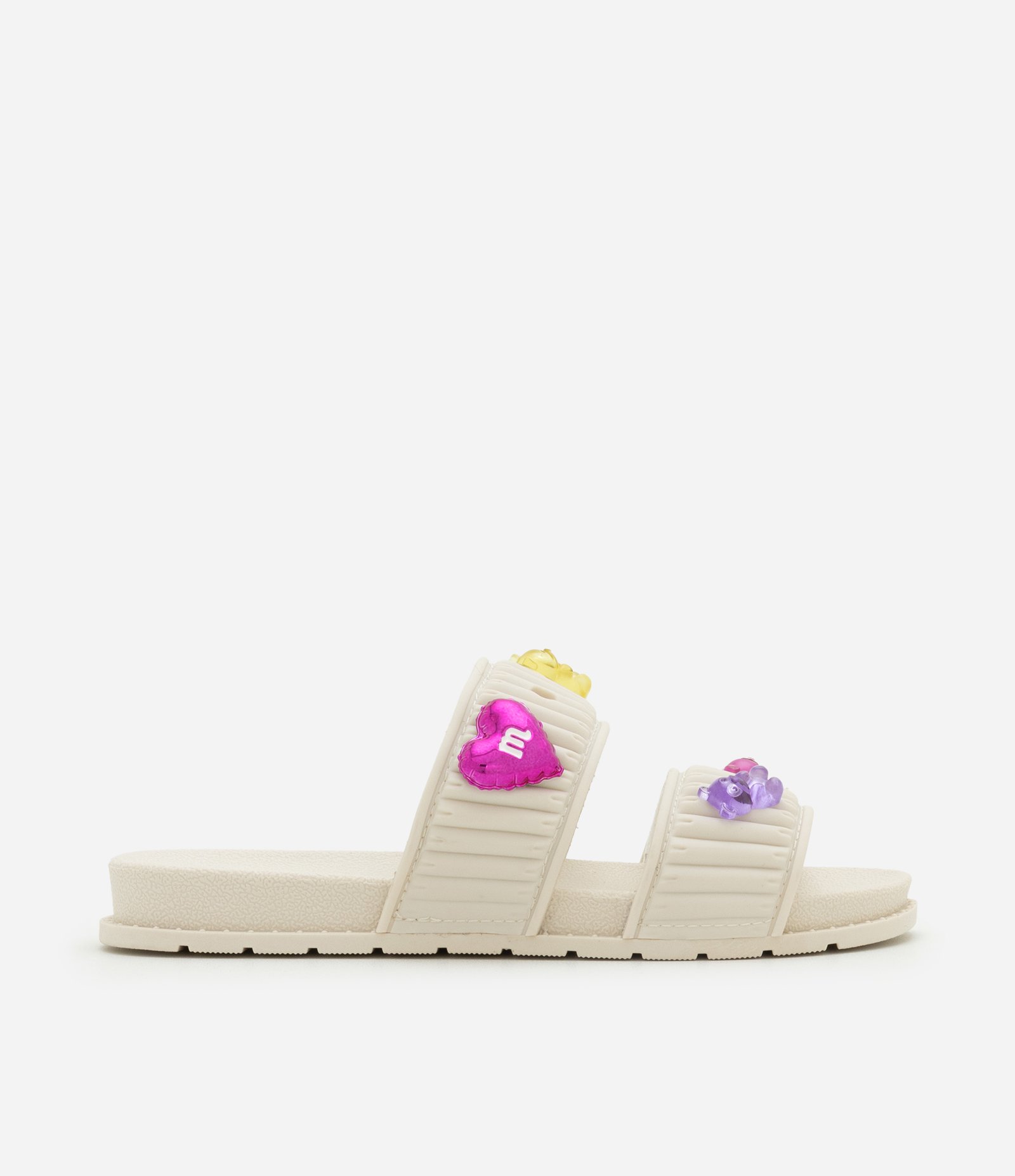Chinelo Infantil Slide em PU com Cerejinhas Molekinha - Tam 26 ao 36 Off White 3