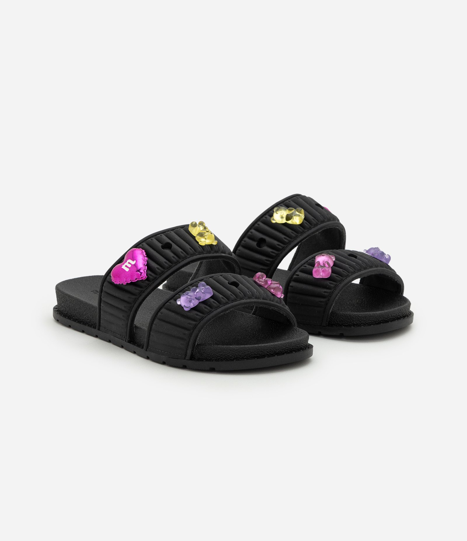 Chinelo Infantil Slide com Cerejinhas - Tam 26 ao 36 Preto 1