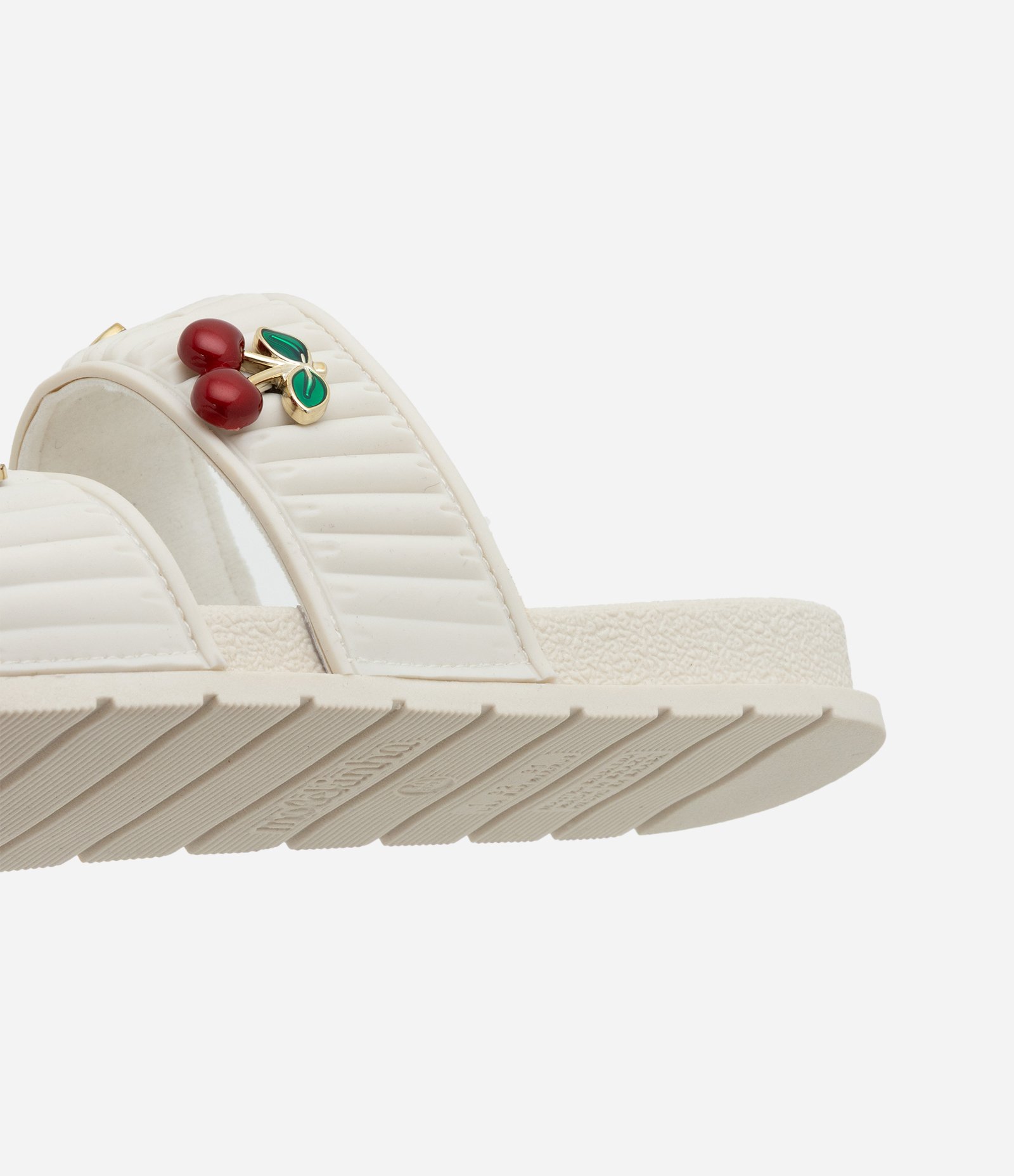 Chinelo Infantil Slide em PU com Cerejinhas Molekinha - Tam 26 ao 36 Off White 4