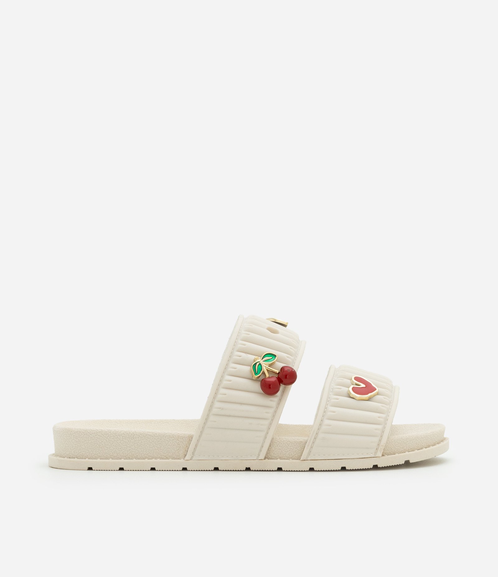 Chinelo Infantil Slide em PU com Cerejinhas Molekinha - Tam 26 ao 36 Off White 5