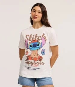 Camiseta em Algodão com Estampa Stitch Capivara
