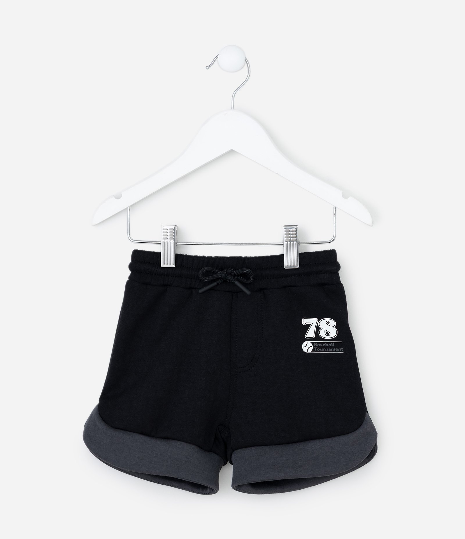 Bermuda Infantil em Moletom Esportiva Com Estampa Tam 1 a 6 Preto 1