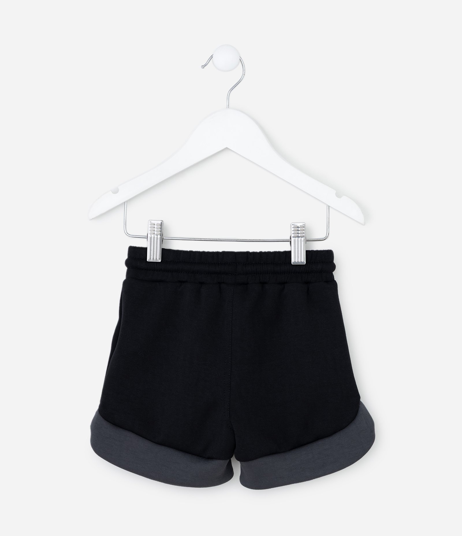 Bermuda Infantil em Moletom Esportiva Com Estampa Tam 1 a 6 Preto 2