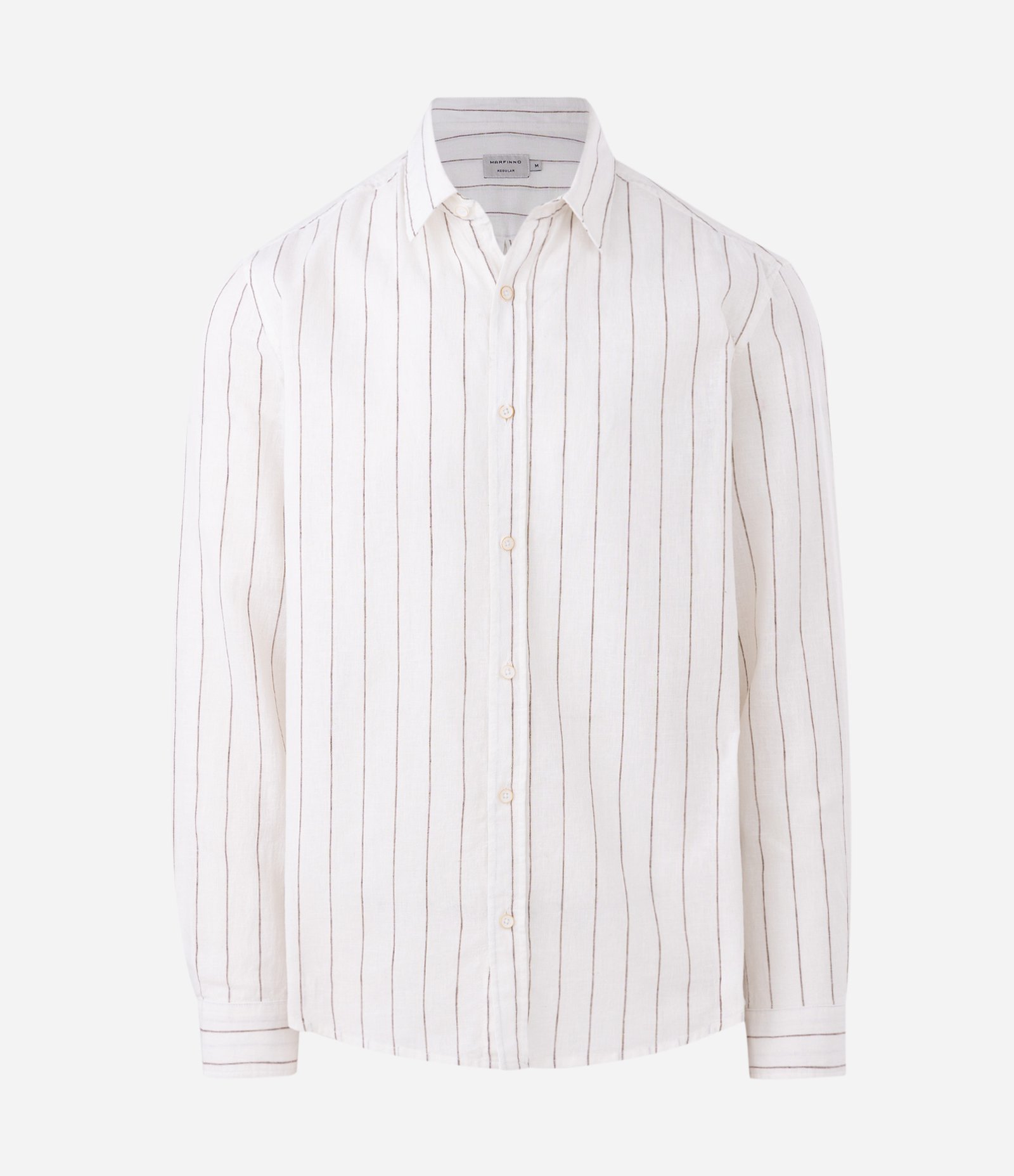 Camisa Regular em Linho com Estampa de Listra Fio Tinto e Texturizada Branco 5