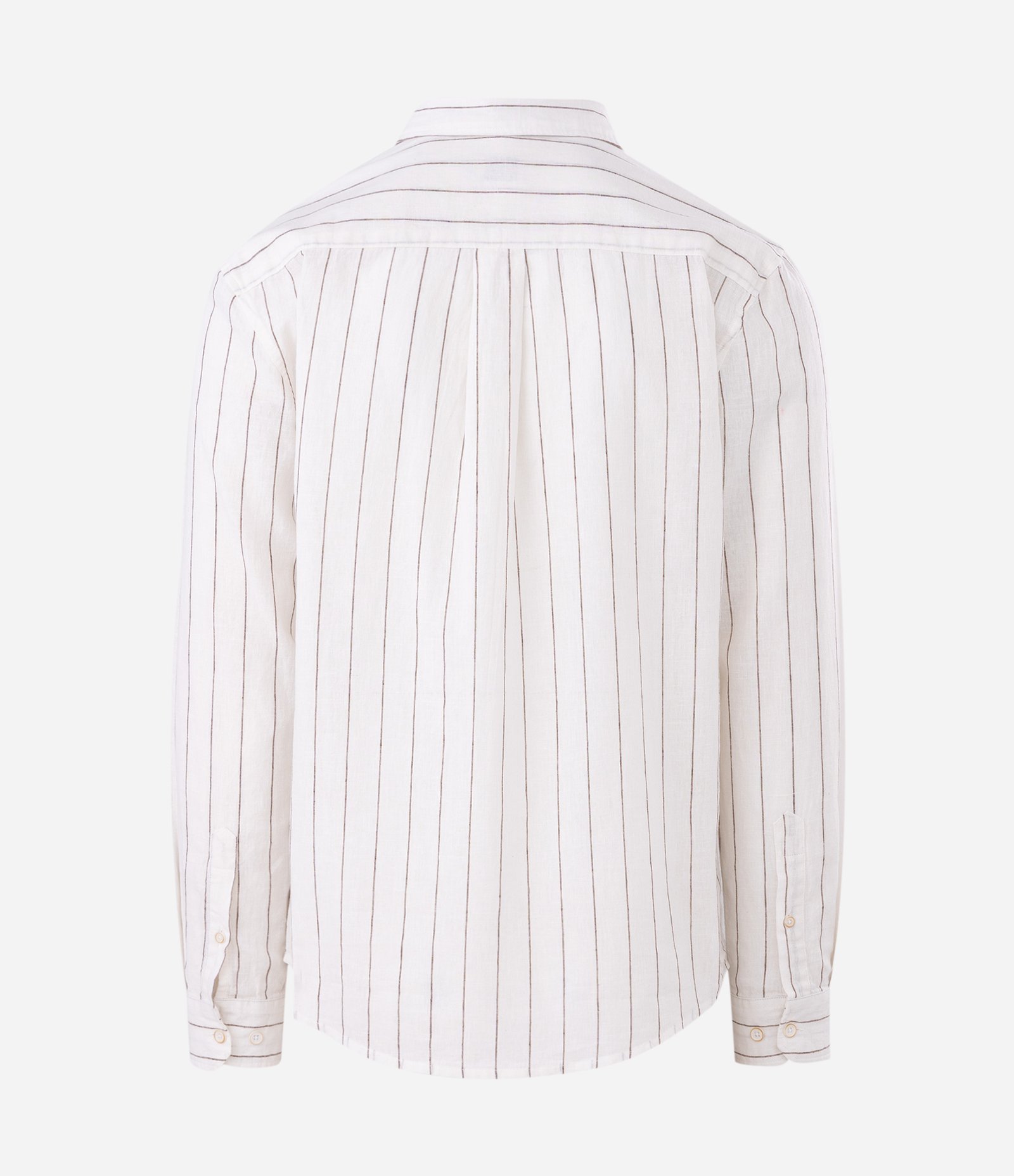 Camisa Regular em Linho com Estampa de Listra Fio Tinto e Texturizada Branco 6