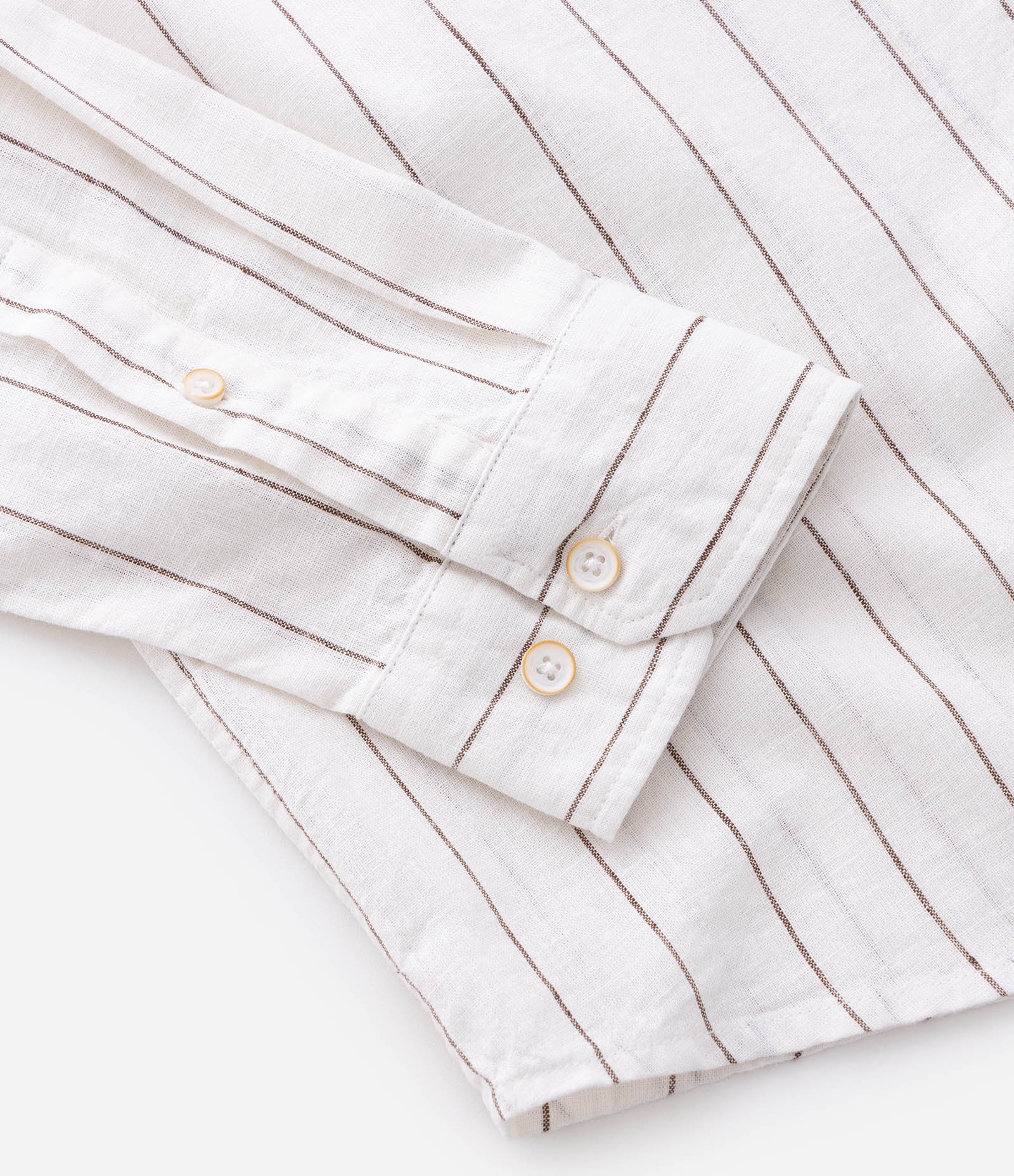 Camisa Regular em Linho com Estampa de Listra Fio Tinto e Texturizada Branco 7