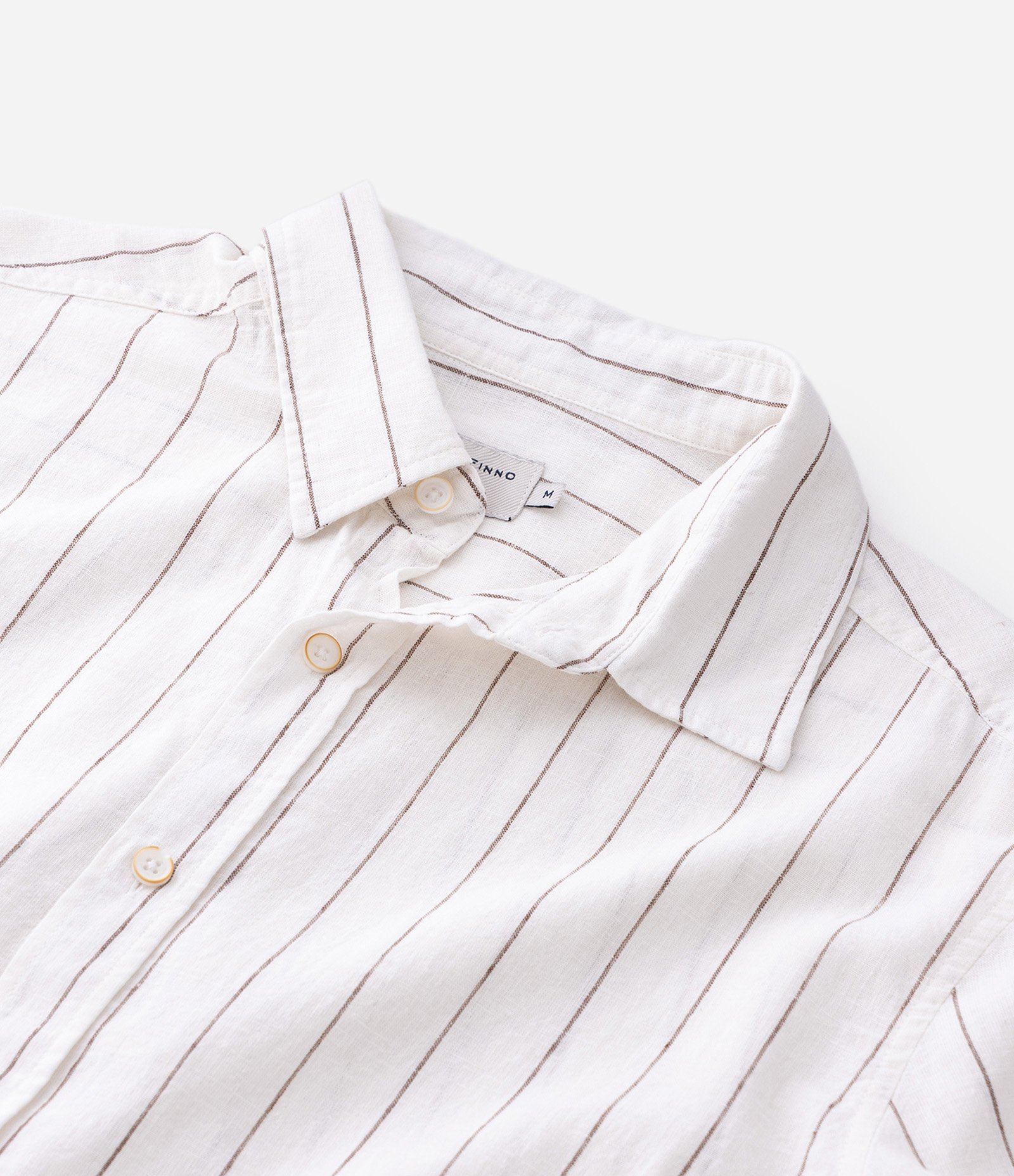 Camisa Regular em Linho com Estampa de Listra Fio Tinto e Texturizada Branco 8