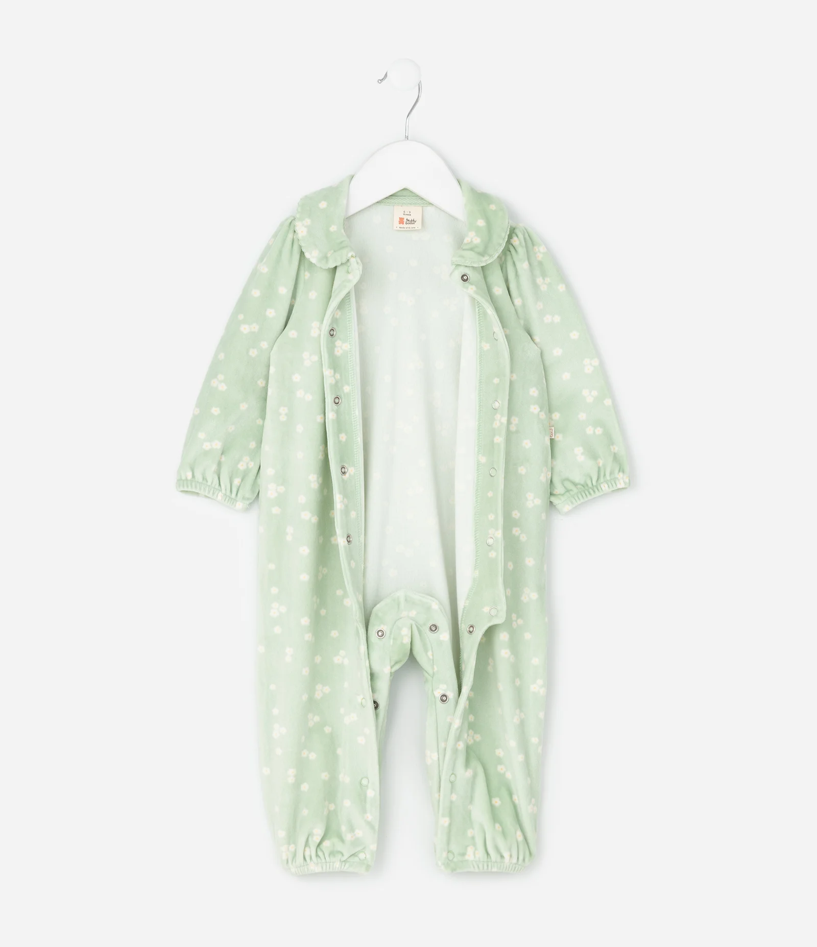 Macacão Bebê e Faixa de Cabelo com Estampa Floral – Tam 0 a 18 Meses Verde Claro 2