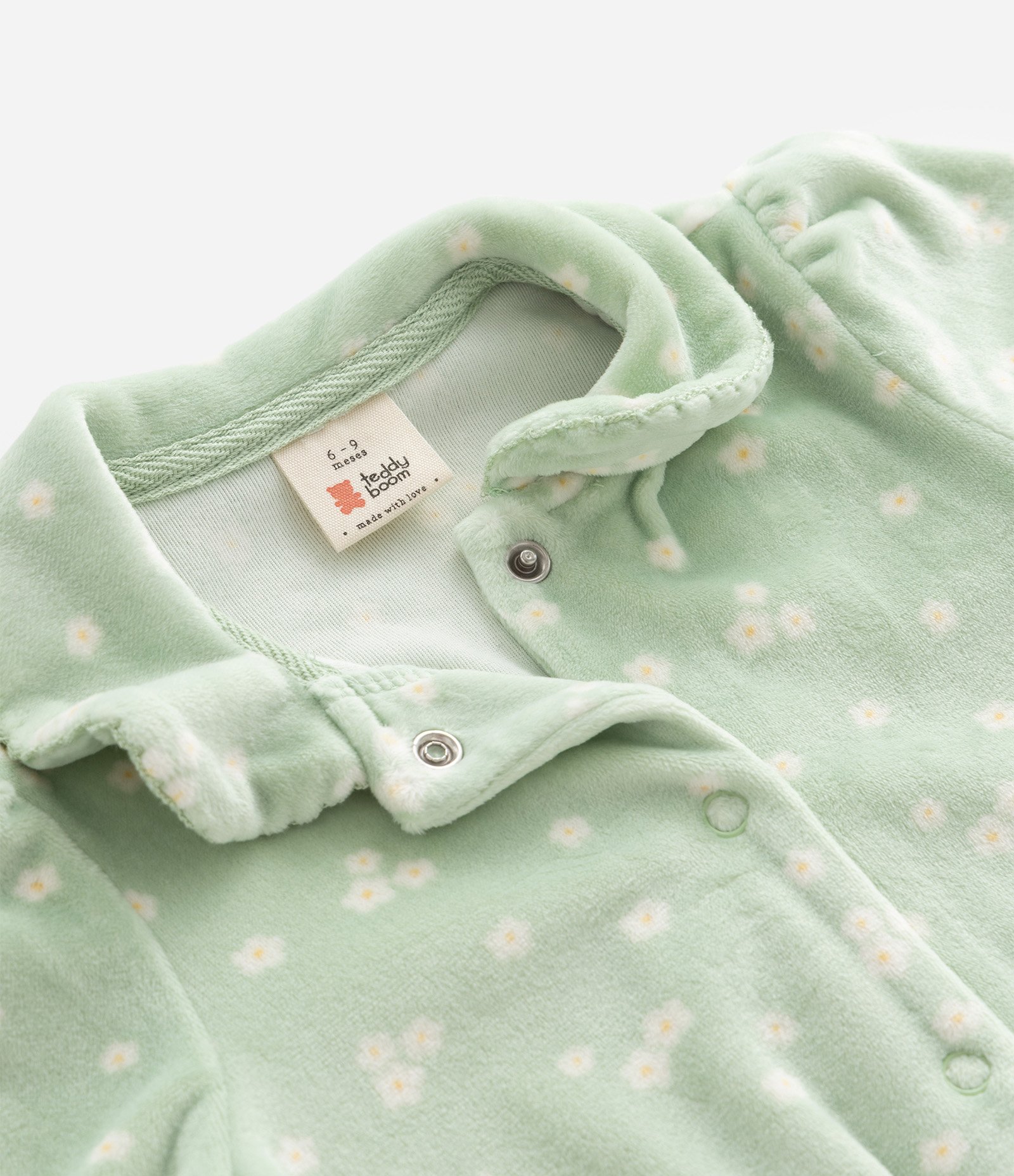 Macacão Bebê e Faixa de Cabelo com Estampa Floral – Tam 0 a 18 Meses Verde Claro 5