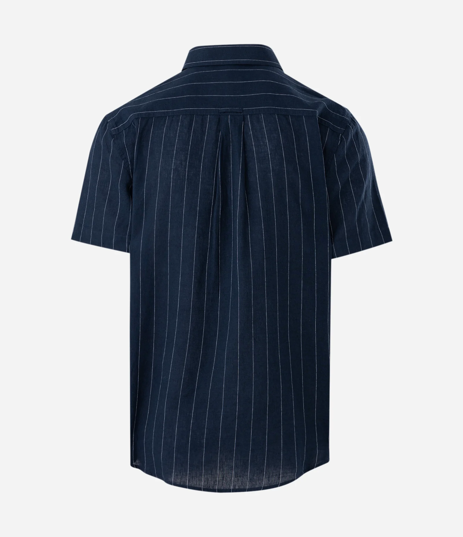 Camisa Manga Curta em Linho Listrada Azul 2