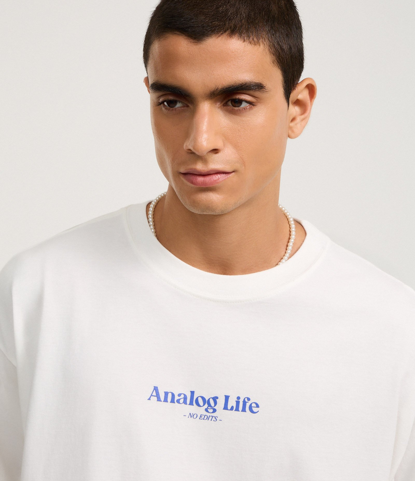 Camiseta Oversized em Algodão com Estampa e Lettering Analog Life Bege 4
