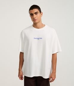Camiseta Oversized em Algodão com Estampa e Lettering Analog Life