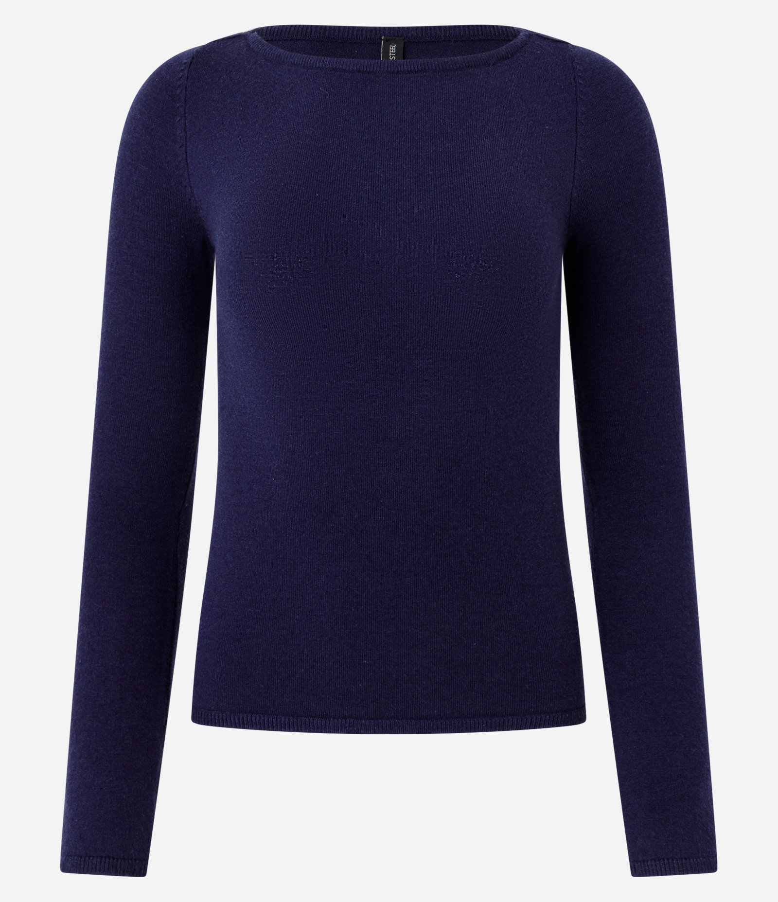 Sueter Tricô em Viscose com Decote Canoa Azul Marinho 4