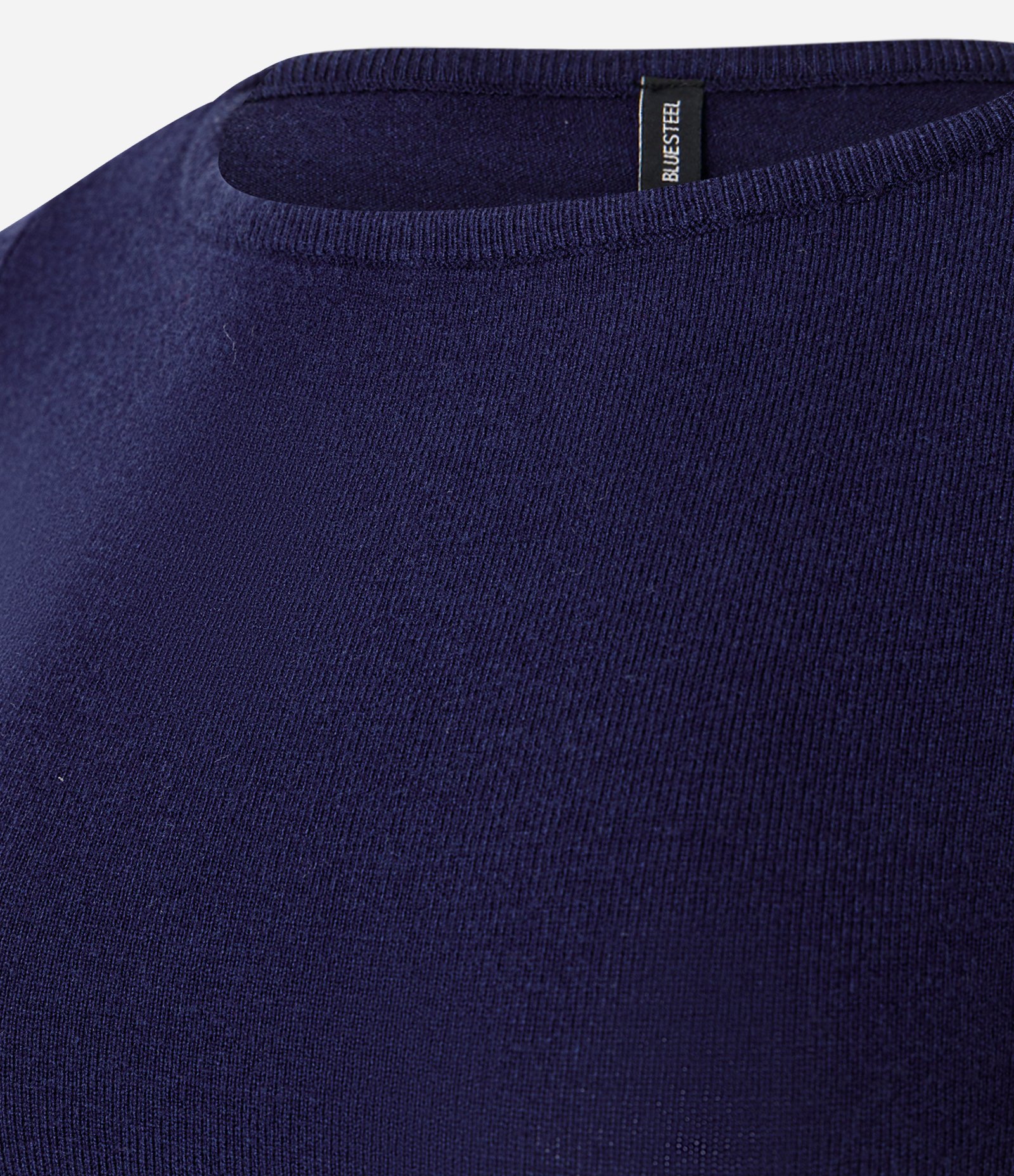 Sueter Tricô em Viscose com Decote Canoa Azul Marinho 5