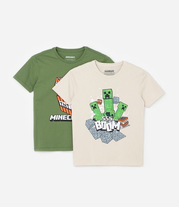 Kit 02 Camisetas Infantis com Estampa Minecraft - Tam 5 a 14 Anos