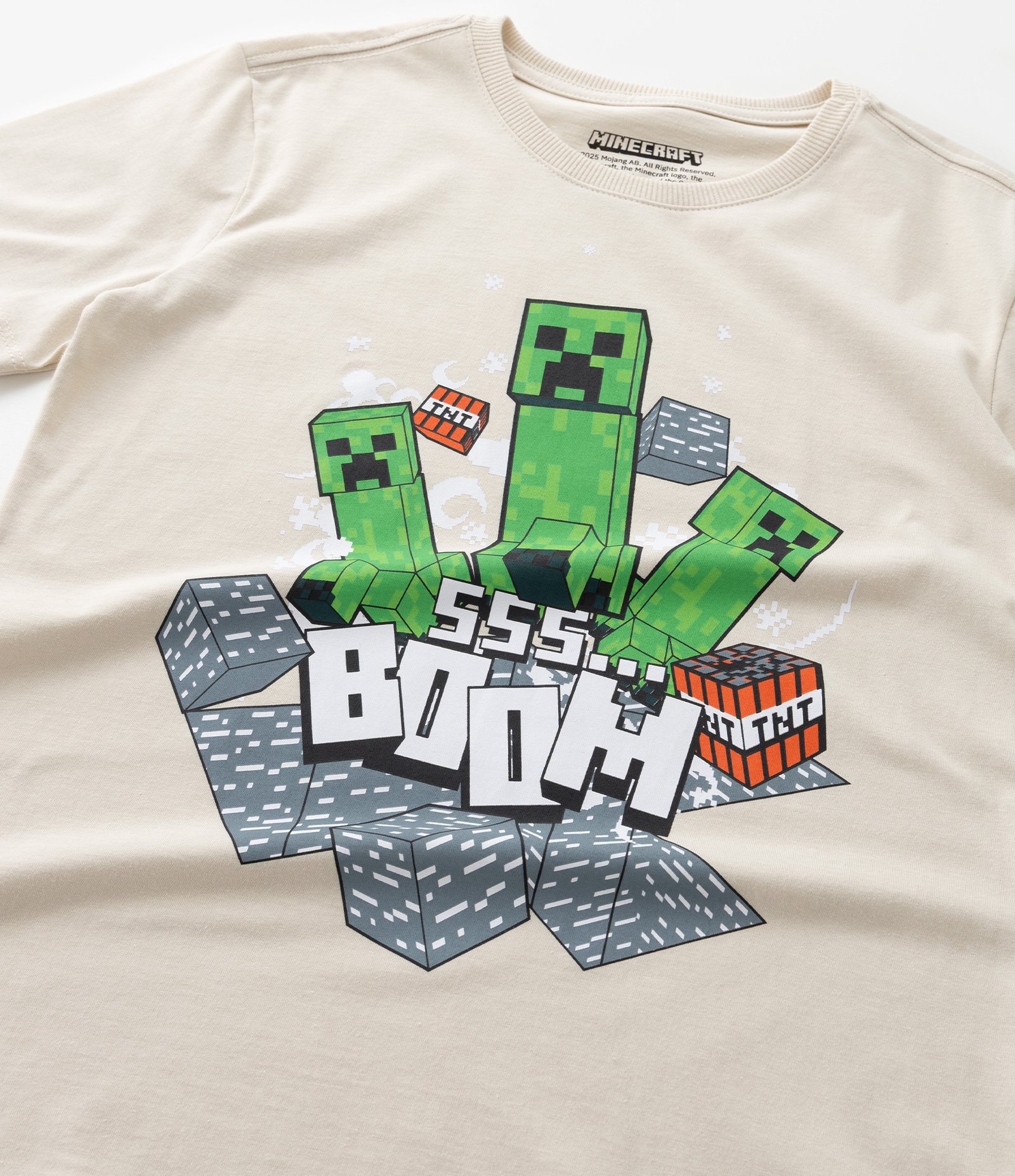 Kit 02 Camisetas Infantis com Estampa Minecraft - Tam 5 a 14 Anos Verde/Bege 5