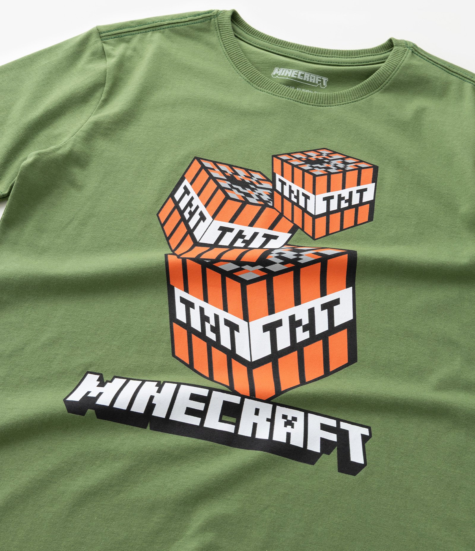Kit 02 Camisetas Infantis com Estampa Minecraft - Tam 5 a 14 Anos Verde/Bege 6