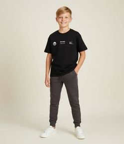 Calça Jogger Infantil em Modal com Recortes - Tam 5 a 14 Anos