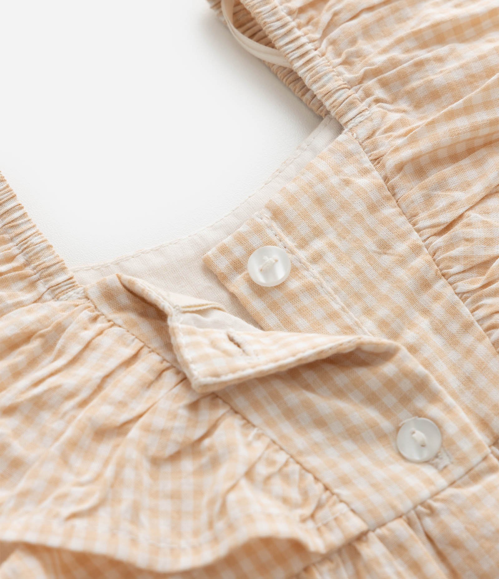 Vestido Infantil Xadrez Vichy com Calcinha - Tam 0 a 18 meses Bege 5