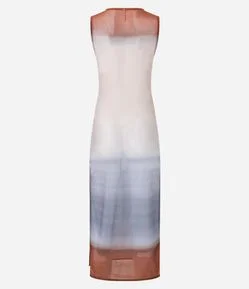 Saída de Praia Vestido em Tule Estampado Degradê