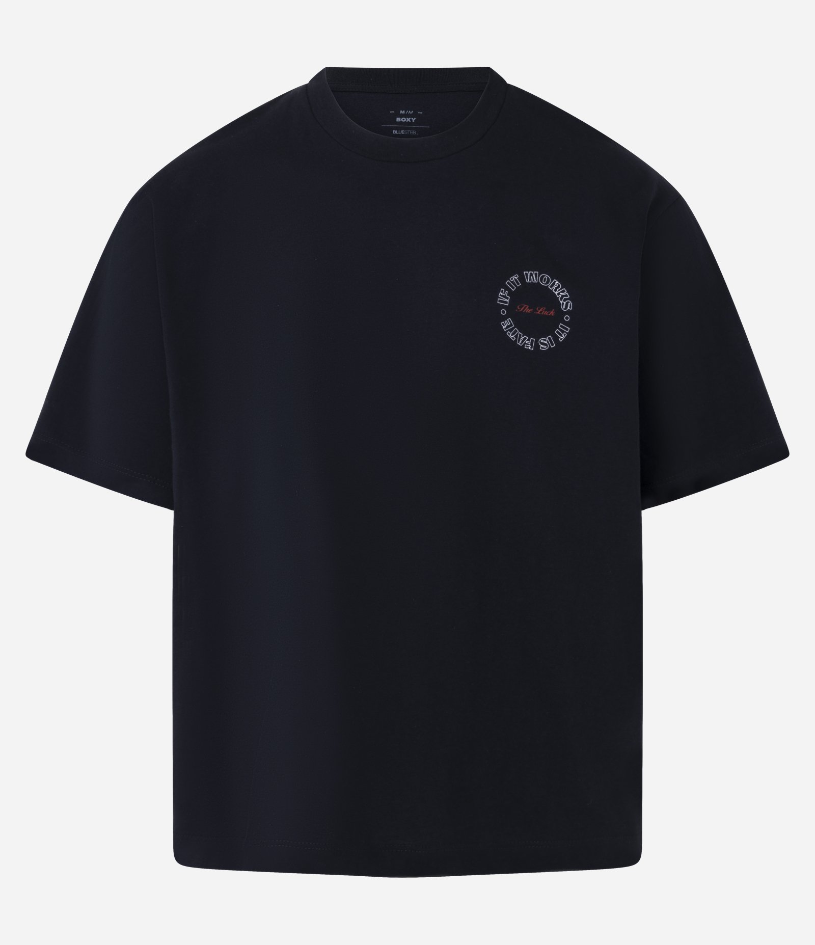 Camiseta Boxy em Algodão com Estampa de Anjos e Lettering The Luck Preto 6