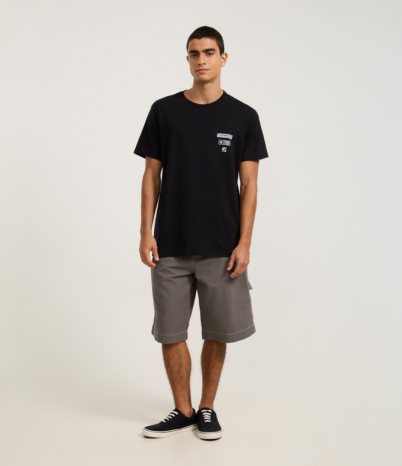 Camiseta Comfort em Algodão com Estampa Frente e Costas Mapa Topográfico Preto 2