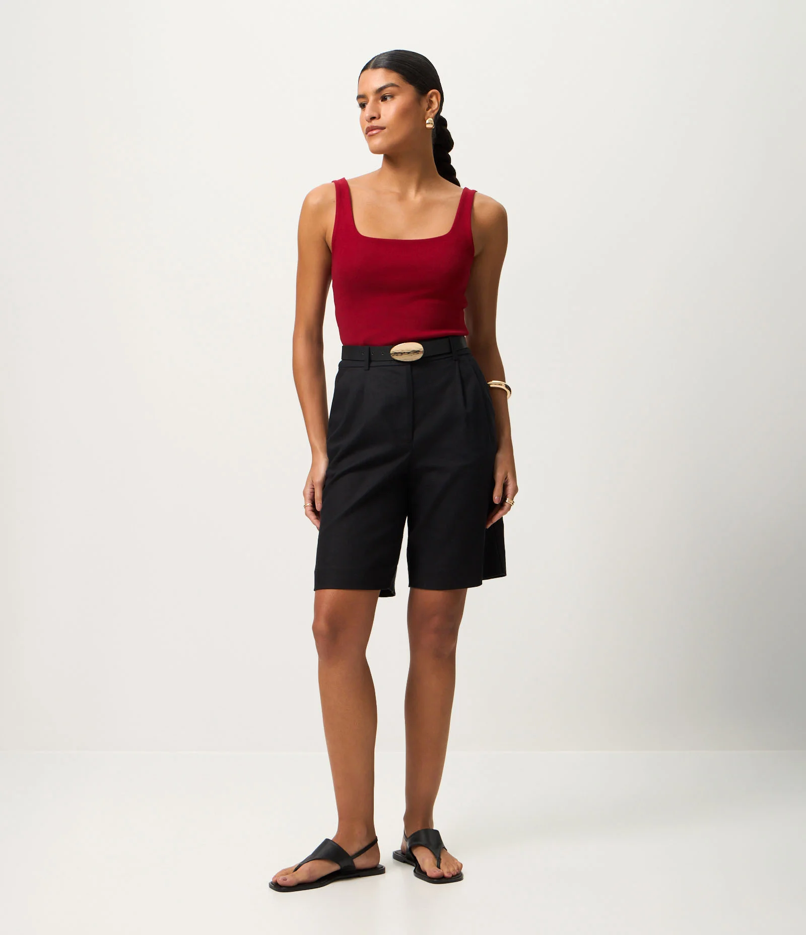 Blusa em Ribana com Decote Quadrado e Alça Larga Vermelho 2