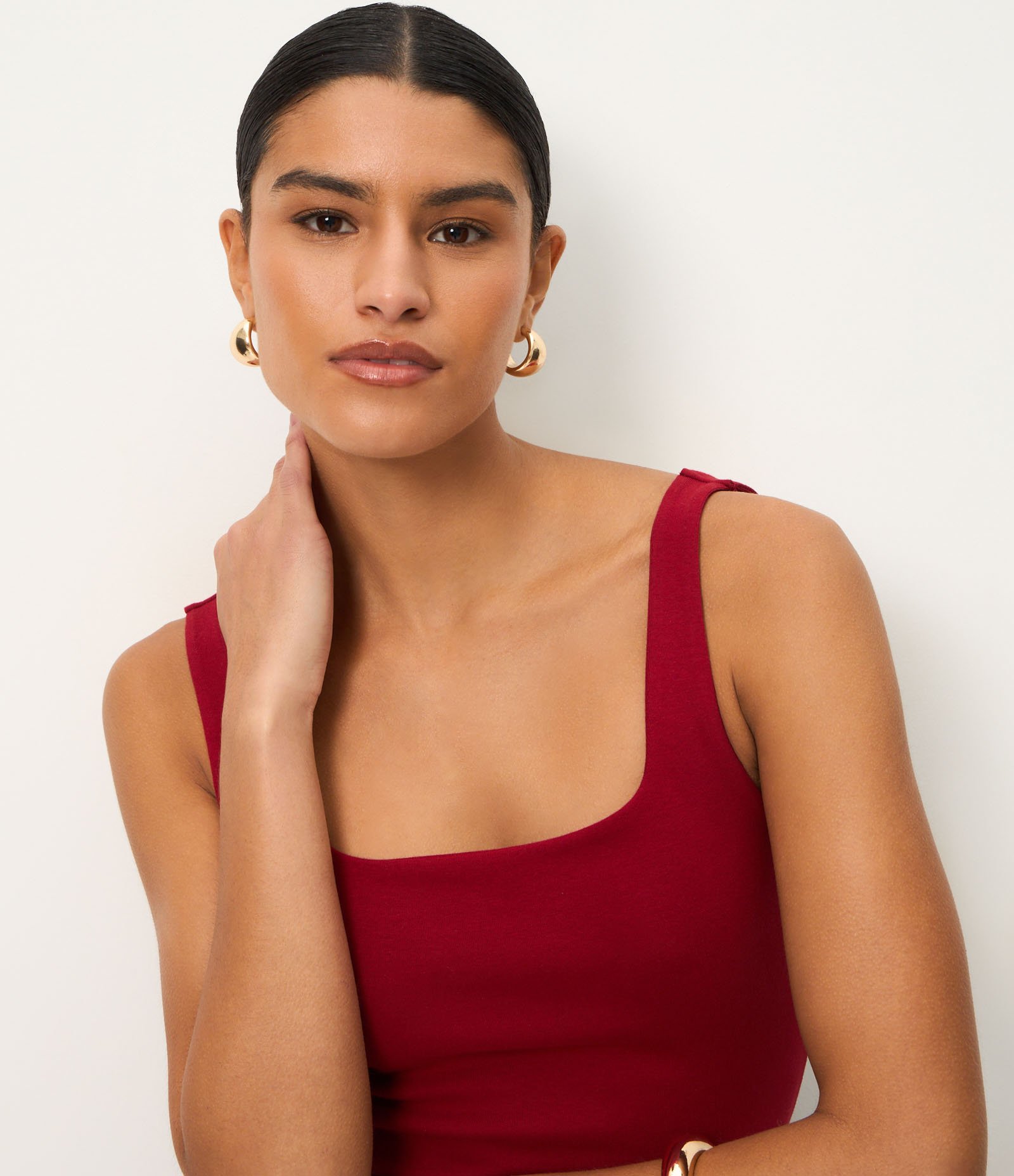 Blusa em Ribana com Decote Quadrado e Alça Larga Vermelho 3