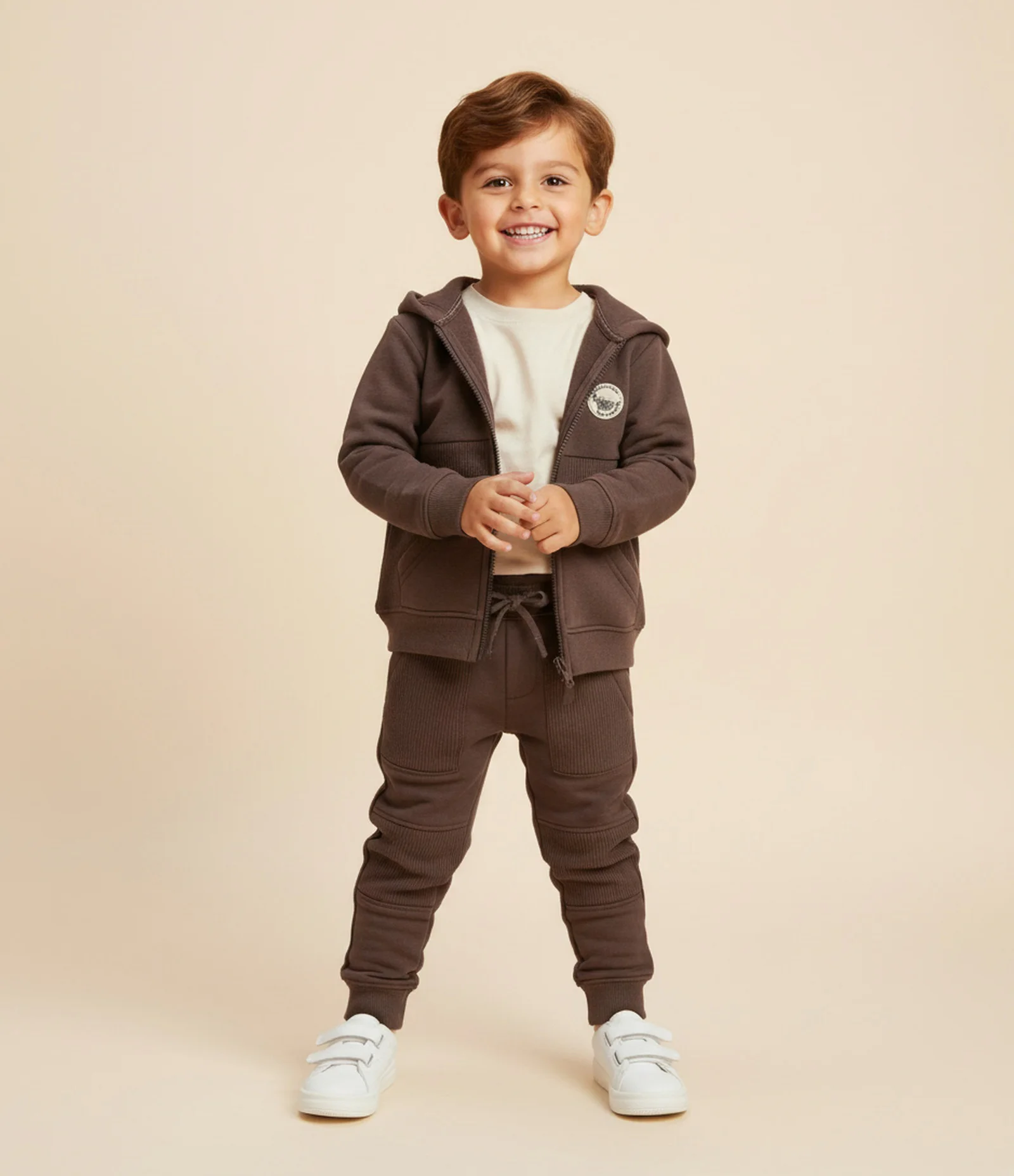 Calça Infantil com Recortes e Texturas - Tam 1 a 6 Anos Marrom 1