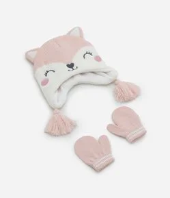 Conjunto Touca com Luvas com Carinha Bordado – Tam U