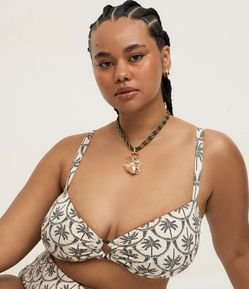 Biquíni Top com Estampa de Coqueiros Aro e Aviamento Curve & Plus Size