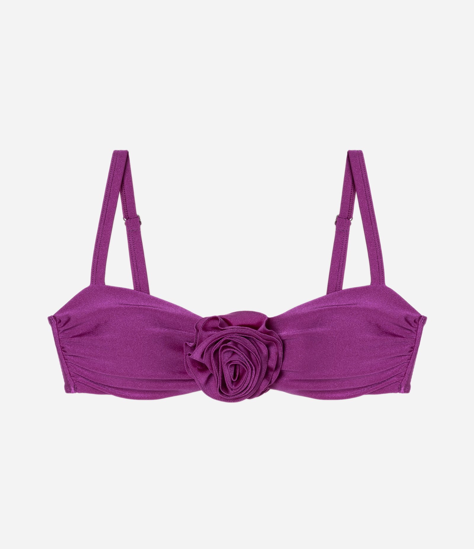 Biquíni Top Brilhoso em Microfibra com Flor Frontal Curve & Plus Size Roxo 5